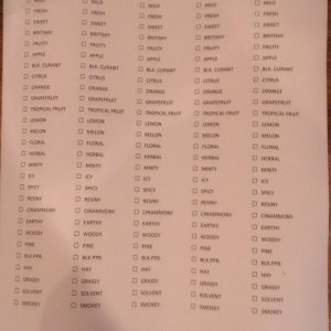 hop tasting notes sheet