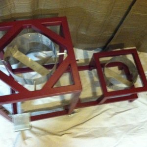 PORTABLE, AFFORDABLE AND COMPACTABLE!!!!   This 2 tier brew stand features 1 1\2 steel square tubing painted red with (2) 12