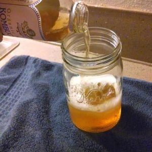 Step 8: Pour Store Bought GT into Jar