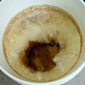 Frozen beer in fermenter